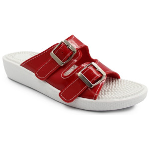 Klapki Dla Kobiet Masujące Czerwone 03/C2F Rosso Vernice Fin Flex