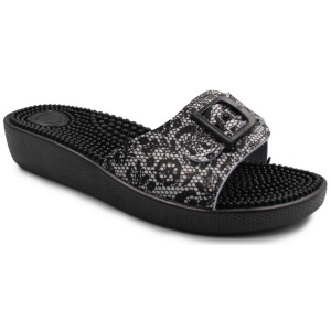 Masujące Klapki Damskie z Wypustkami 03/C1F Pizzo Bianca/Nero FIN FLEX