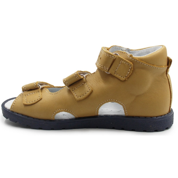 Kapcie ortopedyczne z misiem dla chłopca do przedszkola Kornecki OR 16 rudy skóra