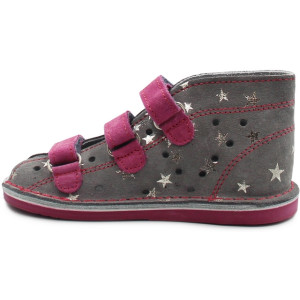 Buty kapcie korekcyjne dziewczynka Adamki 01 2N popiel gwiazdki fuksja
