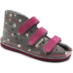 Buty kapcie korekcyjne dziewczynka Adamki 01 2N popiel gwiazdki fuksja