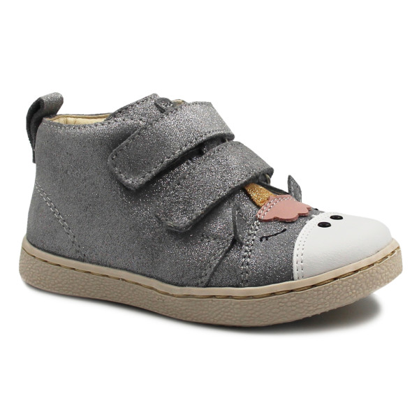 Trzewiki dla dziewczynki na jesień z jednorożcem brokatowe skórzane Mido