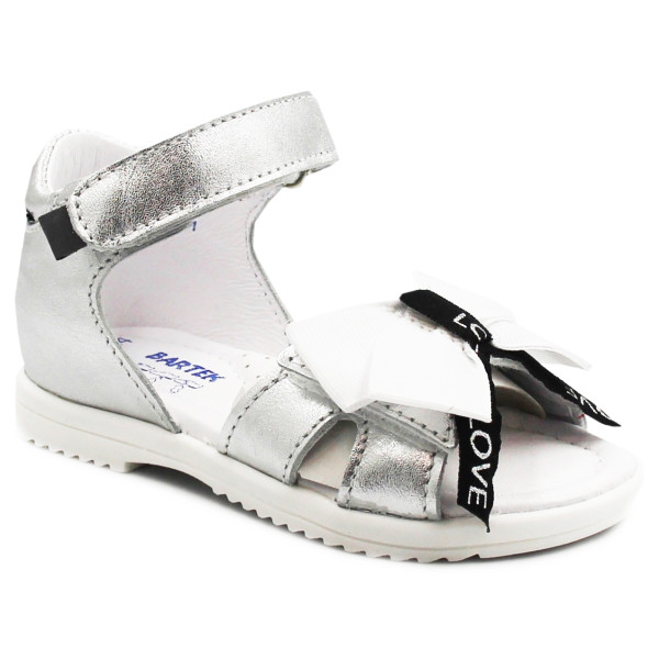 Sandałki Dziewczęce Kokardka Srebrne BARTEK 11534009