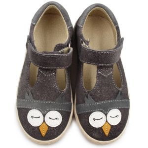 Półbuty dla dziewczynki z sówką brokatowe na jesień Mido 20-43