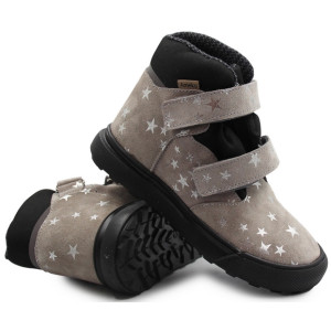 Buty Dla Dziewczynki Na Wiosnę i Jesień Lekko Ocieplane Ameko Robin Szare Gwiazdki