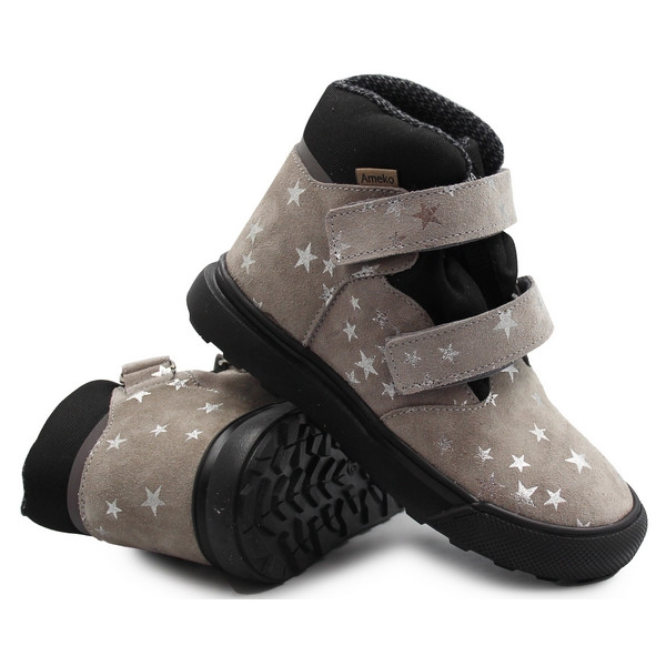 Buty Dla Dziewczynki Na Wiosnę i Jesień Lekko Ocieplane Ameko Robin Szare Gwiazdki