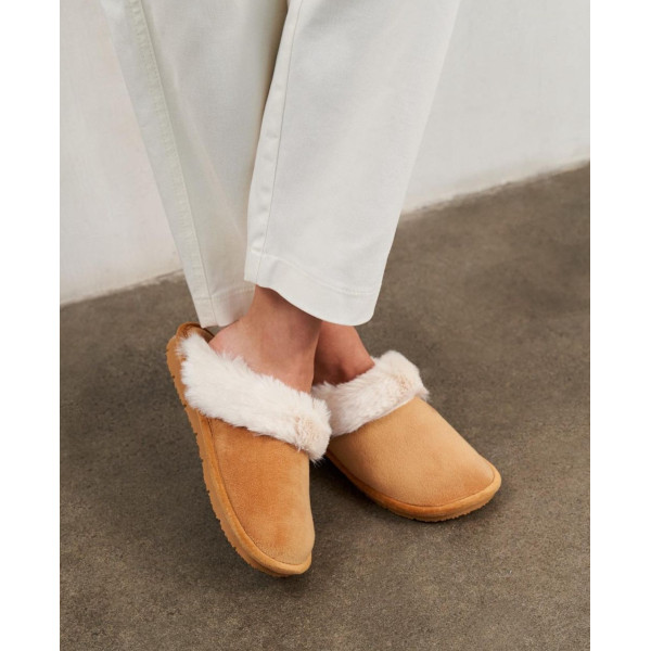 Damskie miękkie kapcie po domu Scholl Brienne Med mf308541013 Camel