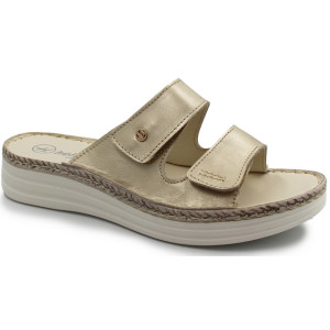 Klapki dla kobiet do pracy skórzane Helios 122 złoty