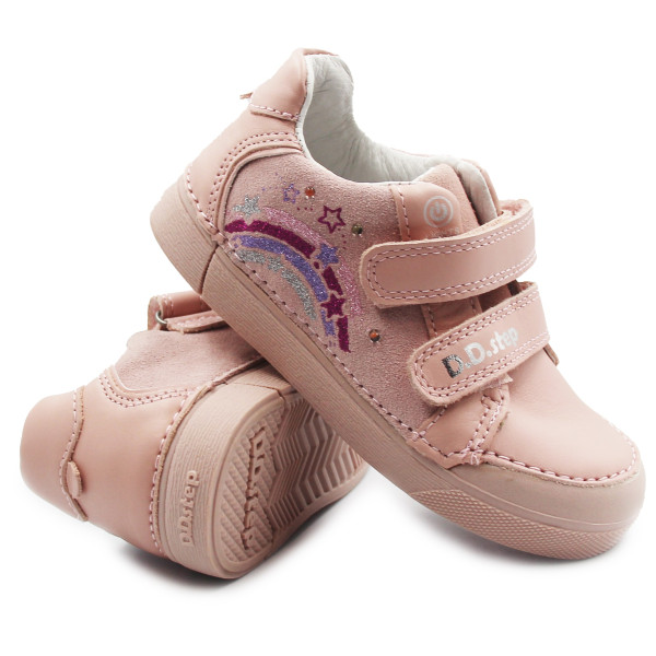 Buty Na Wiosnę Dla Dziewczynki Różowe LED DD STEP S068-51865M