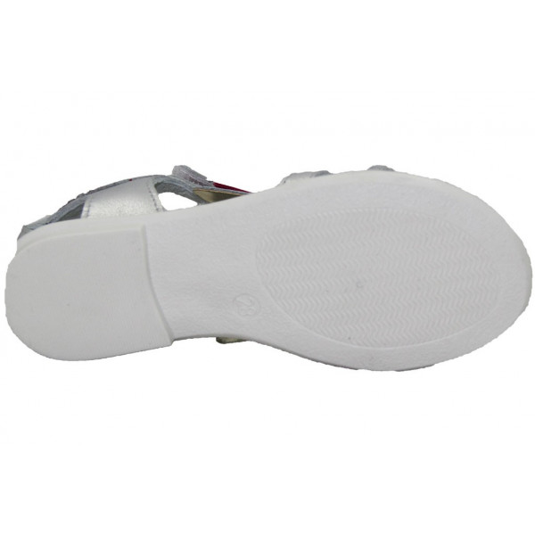 Eleganckie srebrne sandały dla dziewczynki na lato z motylem Bartek w-36209/12d